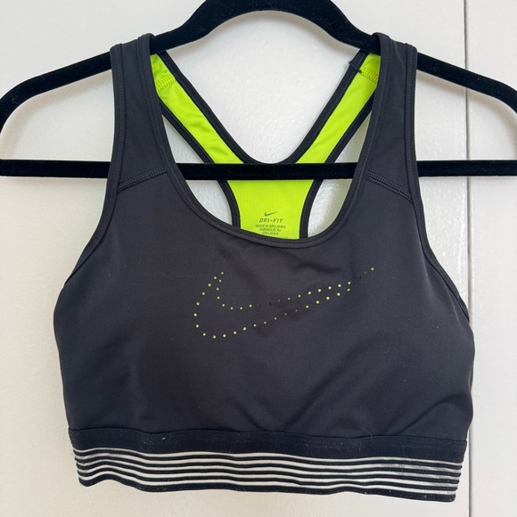 Nike Pro Dri-FIT Classic GRX Sports Bra – Black/Neon – Size Large - Picture 3 of 5